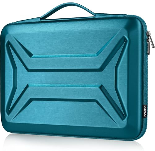DOMISO 14 Inch Laptop Hard Case,Waterproof Shockproof Hard Shell Laptop Sleeve Protective Case with Retractable Handle for Macbook Air/Lenovo ThinkPad/HP Pavilion 14 Stream 14 / Dell XPS, Teal