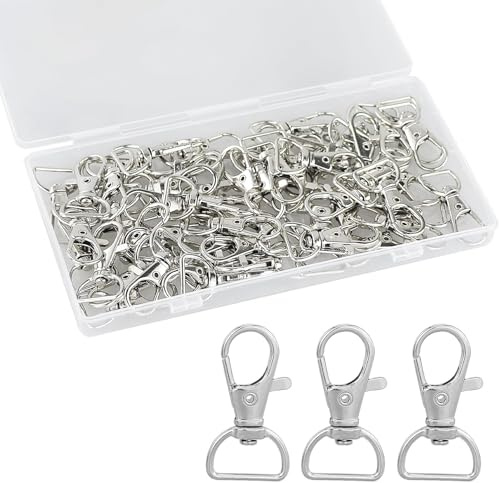 55 anillos en forma de D para llaveros, mosquetones para bolsos, cierre de mosqueton, clips giratorios y mosquetones giratorios para colgar y hacer joyas
