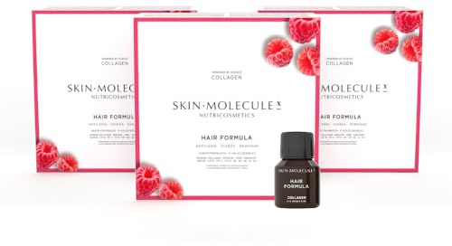 SKIN MOLECULE X Hair Formula 27 Días Colágeno Marino Peptan® Bebible, Vitaminas y Minerales para Fortalecer el Cabello, Ayuda a Prevenir la Caída de Pelo, Aporta Densidad y Brillo, Sin Gluten, 27x50ml