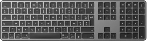 OMOTON Clavier Bluetooth pour Mac, Clavier sans Fil Rechargeable Multi-dispositifs avec 3 Canaux Bluetooth pour Apple Mac Pro/Mini, MacBook Pro/Air, iMac Pro, AZERTY Français, Gris Foncé
