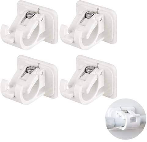 4 Pezzi autoadesivi per aste per Tende, Ganci per Tende Senza Bucare Gancio per Tende Finestre PVC Adesivi per Asciugamani, aste per Ganci, Supporto per Tende