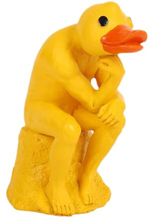 Figure de canard de pensée drôle - Attitude de pensée statues de canard drôle jaune ACTIVITÉ ACTIVITÉS DUCCHI | Statues de sculpture Harz, figures en compte, décorations amusantes