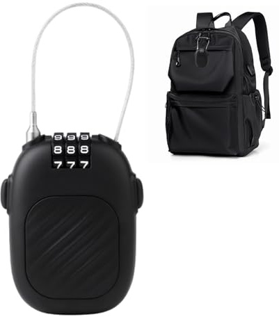 Ski Lock, Portable Retractable Cable Lock for Snowboards and Strollers, Black Combination Padlock Luggage Backpack Helmet Scooter Travel Gear Security Device36cm/14.17 inches