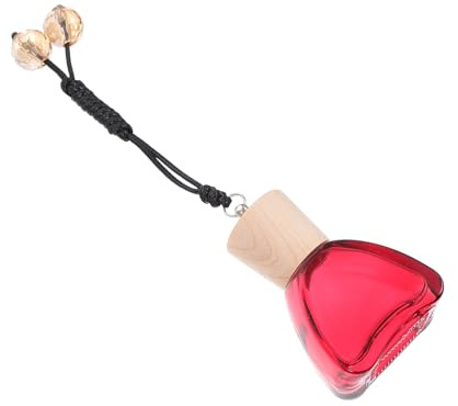 LALADEFIEE Pendentif Désodorisant Aromathérapie pour Voiture Flacon de Parfum en Verre Rouge Relaxation et 12ml pour Intérieur Auto