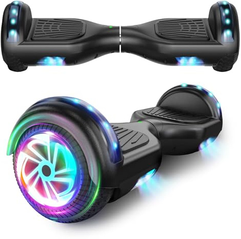 Hoverboard de 6,5 pulgadas con altavoz Bluetooth, scooter autoequilibrado, motor con luces de colores y luces LED