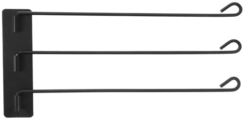 ULTECHNOVO Rotary Stainless Steel Towel Rack Bathroom Towel Holder Black 3-bar No Drilling Wall Mount Organizer for Home