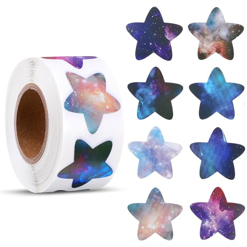 AOZUO 500 stycken 2,5 cm stjärnklistermärken, stjärnklistermärken stjärnor, glitter belöning stjärnklistermärken självhäftande etiketter för gör-det-själv scrapbooking dekoration gör-det-själv pyssel