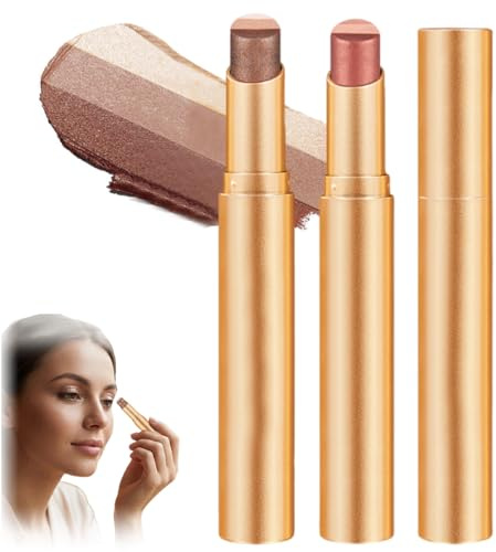 Ombretto Stick 3 Colori in 1 Confezione, Ombretto Cremoso Glitterato a Lunga Durata e Impermeabile - Sfumato Brillante Matita Eyeliner Illuminante per il trucco da giorno e da sera