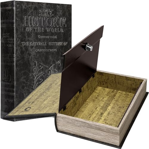 Barska Large Antique Book Lock Box with Key Lock , 8.75 x 2.75 x 13, black