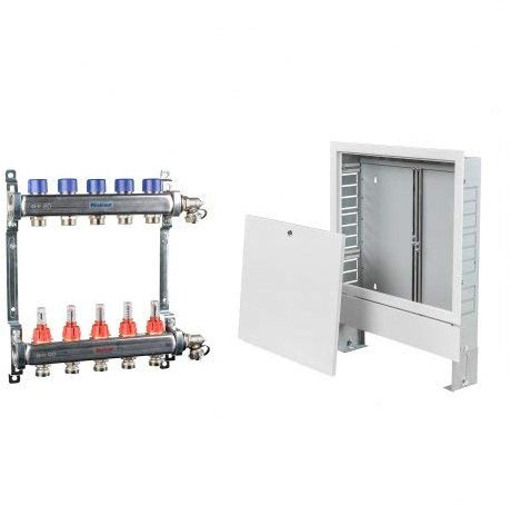 Fußbodenheizung Verteilerschrank Aufputz AP + Heizkreisverteiler SET Heizung Verteiler-Set AP-HKV HKV8AP6-8