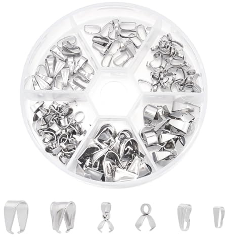 UNICRAFTALE 120pcs 6 Sizes Stainless Steel Snap on Bails Ice Pick Pinch Bails Pendant Ice Pick Metal Clasp Pinch Bails for Jewellery Making Bead Pendant Findings for Pendant Necklace Jewelry Making