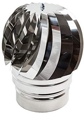 Comignoli girevoli, Cappello eolico Terminale per camini in acciaio inox, Base tonta…(D140mm)