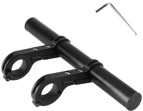 TRIWONDER Extensor de Manillar de Bicicleta Soporte con Abrazaderas Dobles Extensión del Manillar Multifunción para Luz Velocímetro GPS Teléfono (Abrazadera doble - 20cm)