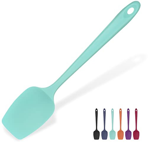 315℃ Hochhitzebeständiger Silikon Löffel Spatel: U-Taste Flexibler Nahtloser Gummispatel, Backen Kochen Silikon Teigschaber für Antihaftbeschichtetes Kochgeschirr Mischen Schaben (29cm, Aqua Sky)