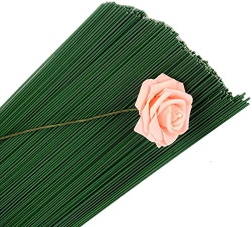 linvshi shop Eisendraht, 100 Stück, grün, Blumenstiel, künstlich, dunkel, für Blumenstrauß, Basteln, Verpackung, Blumenstiel, 40 cm