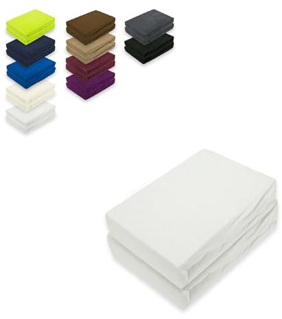 EXKLUSIV HEIMTEXTIL Frottee Spannbettlaken Doppelpack 90-100 x 200 cm 80% Baumwolle, 20% Polyester Öko - Tex Zertifiziert, Markenqualität, Matratzenhöhe bis 25 cm, Weiss