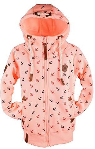 VIN TE Kinder Sweat Jacke Kapuze Fleece gefüttert Hoodie Übergangsjacke Uni Anker Pferde 92-164 (as3, numeric, numeric_140, regular, Rosa/Lachs-2032, 140)