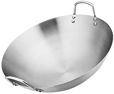 perfk Padella per Padella in Acciaio con Doppio Manico Multiuso Professionale Wok da Cucina per Cucina, 32 cm
