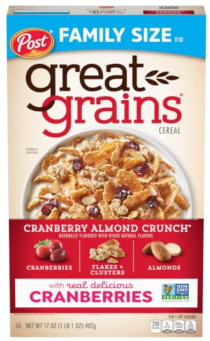 Great Grains Cranberry Almond Crunch Breakfast Cereal, 17 oz Box
