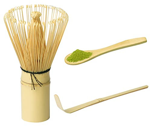 Ulable Frusta in bambù Chasen, per matcha, frusta matcha, pala tradizionale, cucchiaino, per la cerimonia del tè giapponese, disponibile con setole di bambù, 60-70 prongs