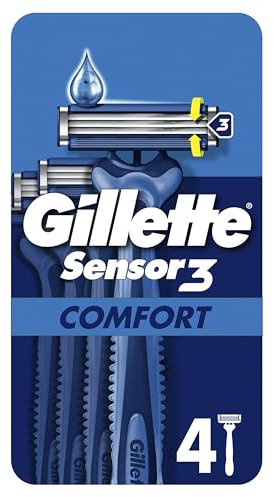 Gillette Sensor3 Comfort, Disposable Shaving Razors for Men, Men’s Razors with Lubrastrip, 6x4-Pack,Packaging May Vary