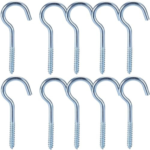 VJUYSW Lot de 10 crochets à vis M6 x 84 mm, robustes, pour accrocher des lampes extérieures, en acier inoxydable 304