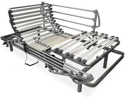 amuéblate online - Cama Articulada Eléctrica Ergotop con 5 Planos y Estructura Reforzada + Juego de Barandillas Abatibles - Ergonómica, Fiable y Silenciosa, Motor Alemán, 90 x 190