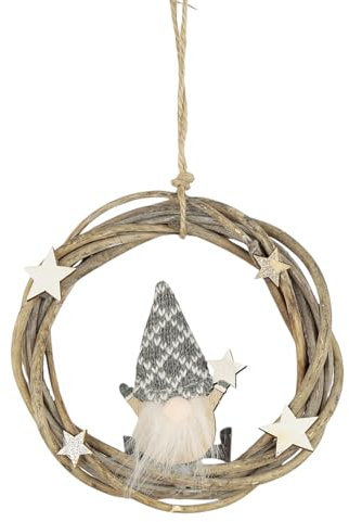 MACOSA CP67154 Dekokranz Weide braun 15 cm Wichtel Weihnachtsdeko Weihnachtskranz Kranz Weihnachten Winter Winterdeko Natur modern Weidekranz Naturkranz Hängekranz Türkranz Wandkranz Wanddekoration