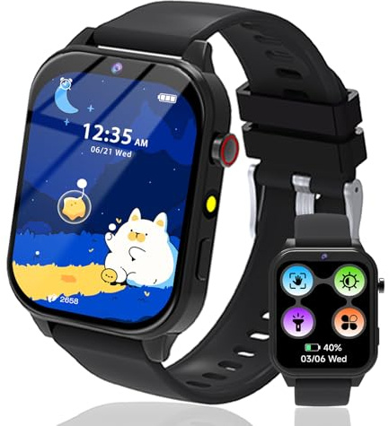 kaacly Kids Smart Watch for Girls Boys Gifts,Smart Watch Kids with 1.83 Inch DIY Face Steps Counter Sleep Monitoring Birthday Gifts Watch for Children 4 5 6 7 8+ (Black)