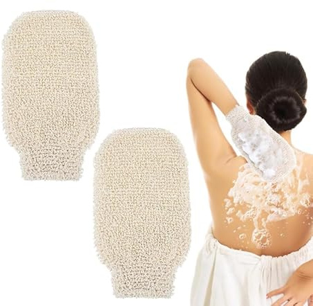 4 stycken exfolierande handskar, naturlig peelinghandske kropp, skrubbhandske för kroppen, duschskrubbning handskar peeling verktyg för män kvinnor barn