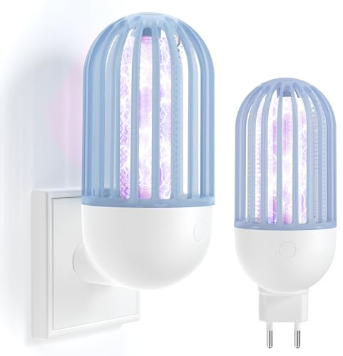 2 Piezas Lámpara Eléctrica Antimosquitos con Luz UV, Trampa para Insectos Silenciosa y Eficiente, Repelente de Mosquitos Enchufable, – Enchufe antimosquitos para Cocina y Dormitorio