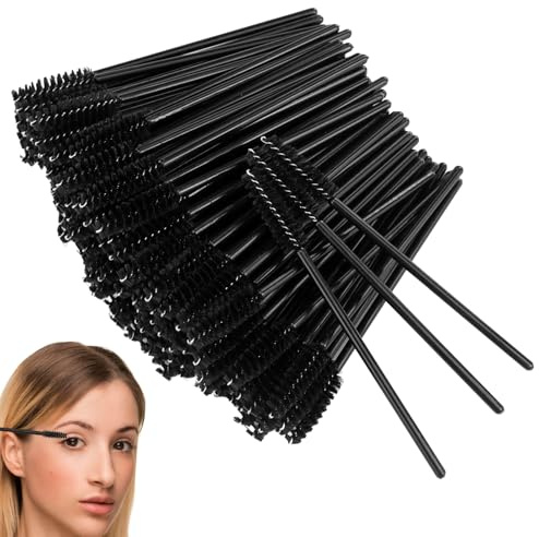 Cepillos de pestañas negros, desechables, 150 unidades, cepillo de pestañas, varitas mágicas, flexibles, tubo para peinar y alargar las pestañas