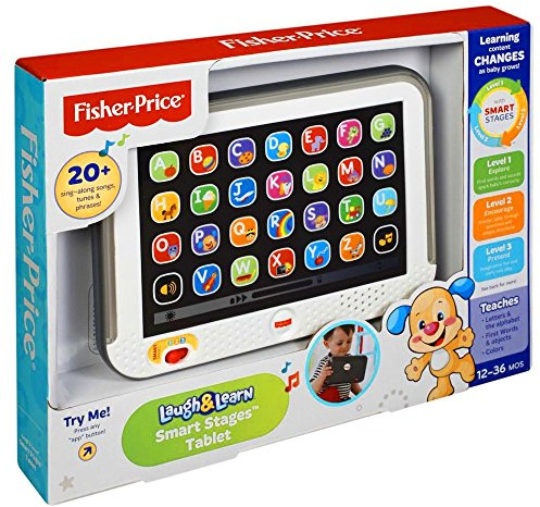 Fisher-Price Ríe y Aprende Mi Primera Tablet, Juguete electrónico Educativo con Luces y Sonidos para bebé +1 año, Versión: Polaco, DHN29