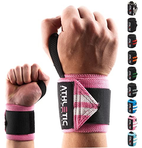 Bande Poignet Musculation - Protège Poignet (45 cm en Paire) Bandage pour Poignet pour Entraînement de Force, Fitness, Bodybuilding, Crossfit - Support pour Poignet avec Guide d'exercices en PDF