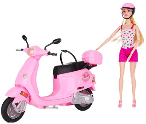 Toyland Poupée Mannequin 30 cm sur cyclomoteur Rose (Poppy's Playtime) Scooter Rose, Moto, véhicule…