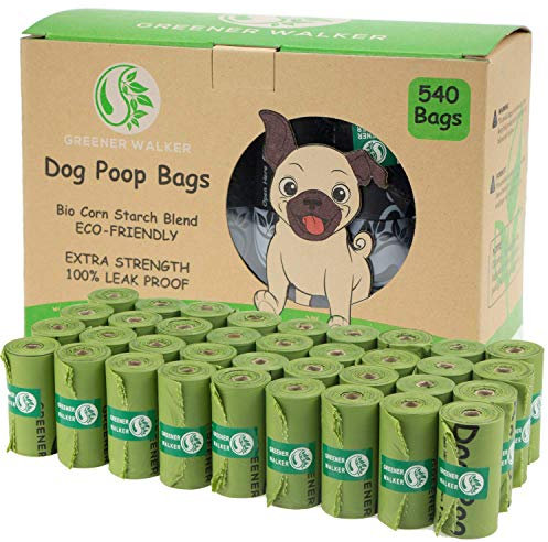Greener Walker Hundekotbeutel biologisch abbaubare-540 Stück,extra groß,dick und stark,100% tropfsichere Hundetüten (Grün)