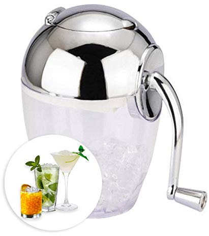 DWD ® Chrome Plated Top Ice Crusher,Cocktail Manual Rotary Action Hand Ice Crusher Slush 1Ltr Capacity