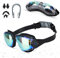 Hippodance Lunettes de Natation,Lunettes de Natation à Verres Polarisés Anti-buée et Protection UV pour Hommes Femmes Adultes Adolescents（le noir）
