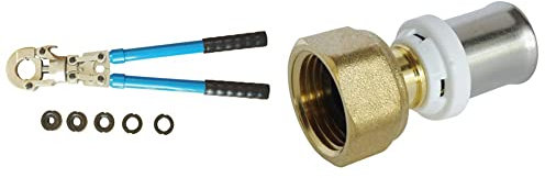 SOMATHERM FOR YOU - Mallette complète avec pince à sertir manuelle hydraulique pour raccords PER et Multicouche diamètres 12 à 26mm et de de profil H & /5703-16-15 -Raccord droit à sertir Ø16