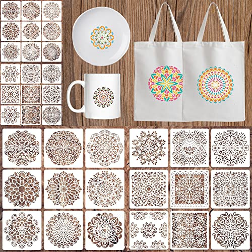 B-065-36 36pcs Mandala Stencil Plantillas Reutilizables DIY Pintura Plantillas Para Pintar Accesorios Para Pared, Armario De Pared, Lienzo