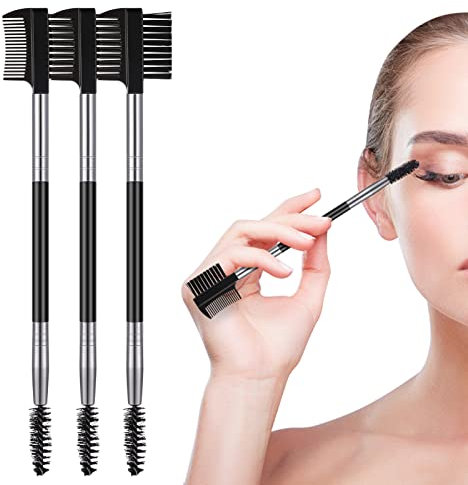 Cobee Augenbrauen Wimpernformer, Augenbrauenbürsten Kamm, Wimperntrenner Werkzeug mit 3 verschiedenen Spoolie Bürsten für Frauen Mädchen Wimpern trennen Mascara Klumpen beseitigen (Schwarz 3 Stück)