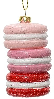 Kaemingk Christbaumschmuck Kunststoff Macarons 8cm rosa rot weiß - Baumschmuck Weihnachten bruchsicher