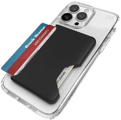 Speck iPhone Wallet MagSafe Zubehör – abnehmbare ClickLock rutschfeste Verriegelung – für 1–3 Karten – weiche Oberfläche, kratzfester Kartenhalter für MagSafe – Schwarz
