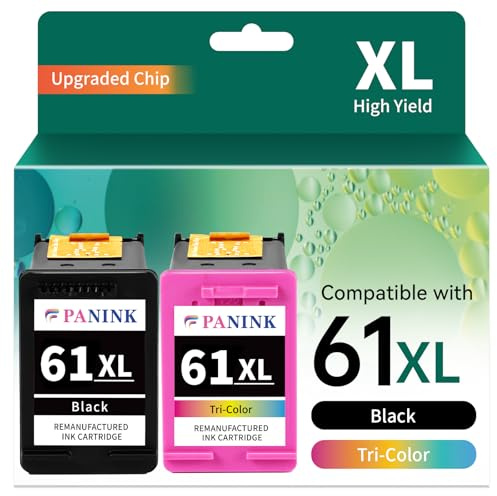 PANINK renoverade 61XL bläckpatroner ersättning för HP-skrivarbläck 61 XL HP 61 bläck HP61 bläckpatroner svart färgkombo pack för 4500 5530 4502 4630 4635 1000 1010 skrivare (2-pack)