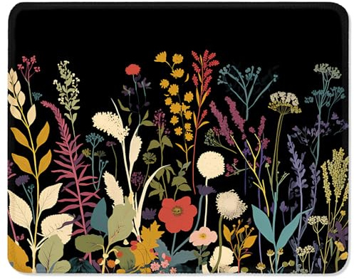 ITNRSIIET Mouse Pad with Stitched Edges, Premium-Textured Mouse Mat Pad, Non-Slip Rubber Base Mousepad for Gaming Laptop Computer & PC 260×210×3mm,Pretty Flowers Plants
