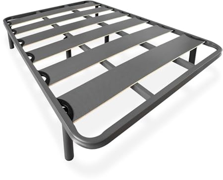 amuéblate online - Somier Reforzado de Láminas Anchas, Anti - Ruido, Estructura 40x30 mm con Juego de Patas Roscadas, Fuerte y Resistente 150x200