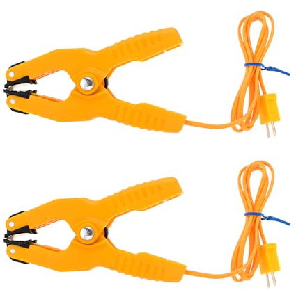 2 PCS K-Type Thermocouple Sensor Thermometer Lead Probe Pipe Clamp Jaw Clip Plumbing Clamp for Fieldpiece Gauges HVAC & Plumbing (-40°F to 392°F) Yellow Ht 05 K Type