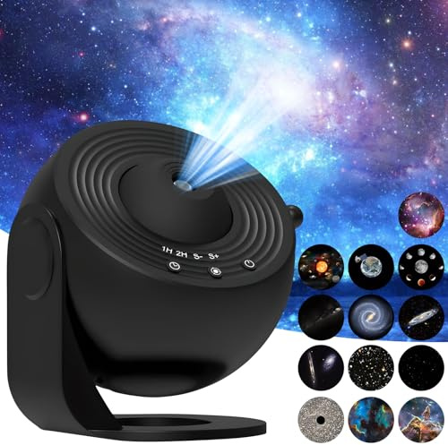 Proyector de estrellas con 13 discos planetarios, rotación de 180°, luces sensoriales para niños y adultos, decoración de dormitorio, enfoque ajustable