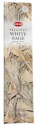 Varillas de Incienso HEM White Sage (Salvia Blanca) - 1 Paquete de 100 g (80-90 Varillas) - Aromaterapia - Meditación - Yoga - Packaging EcoFriendly