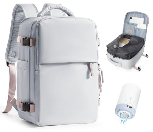VENATIN Vacuum Backpack Travel Bag, Vacuum Compression Backpack with Pump, Personal item Ryanair 40×20×25, Carry on Underseat Luggage for Travel,Grey